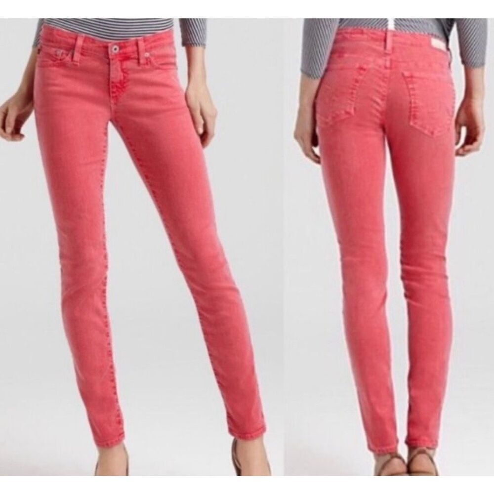AG Adriano Goldshmied The Stevie red slim straight ankle jeans 28